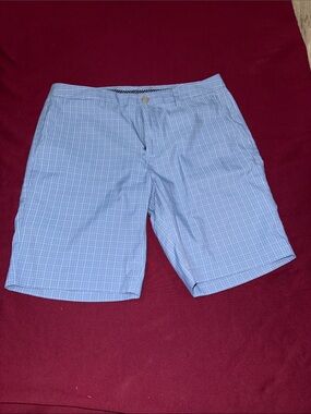 Bonobos Light Blue Windowpane Flat Front Shorts